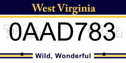 0AAD783 West Virginia License Plate