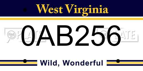 0AB256 West Virginia License Plate