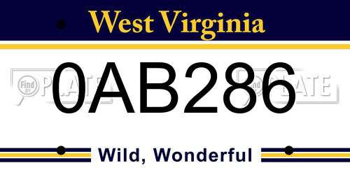 0AB286 West Virginia License Plate