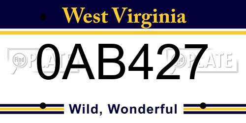 0AB427 West Virginia License Plate
