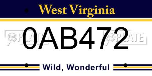 0AB472 West Virginia License Plate