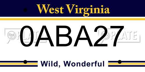 0ABA27 West Virginia License Plate