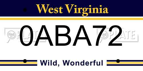 0ABA72 West Virginia License Plate
