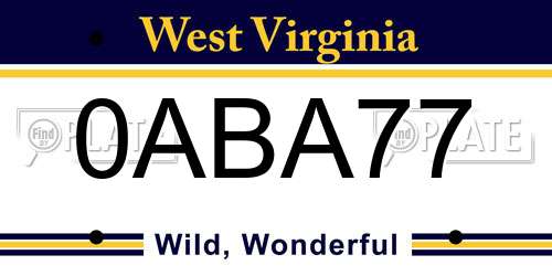 0ABA77 West Virginia License Plate