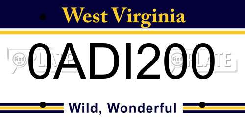 0ADI200 West Virginia License Plate