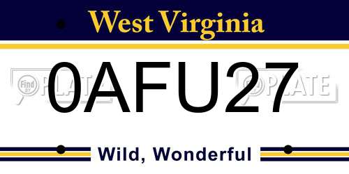 0AFU27 West Virginia License Plate
