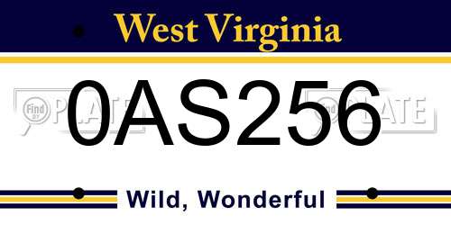 0AS256 West Virginia License Plate