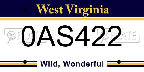 0AS422 West Virginia License Plate
