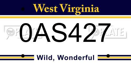 0AS427 West Virginia License Plate