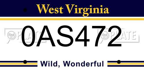 0AS472 West Virginia License Plate