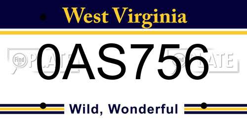 0AS756 West Virginia License Plate