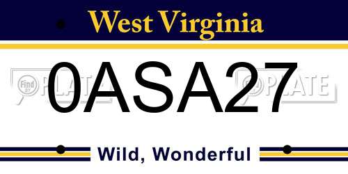 0ASA27 West Virginia License Plate