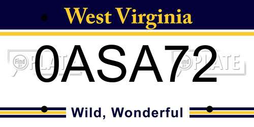 0ASA72 West Virginia License Plate