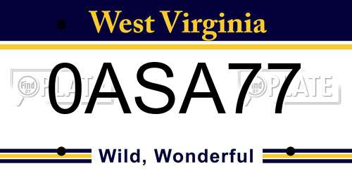 0ASA77 West Virginia License Plate
