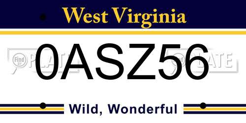 0ASZ56 West Virginia License Plate