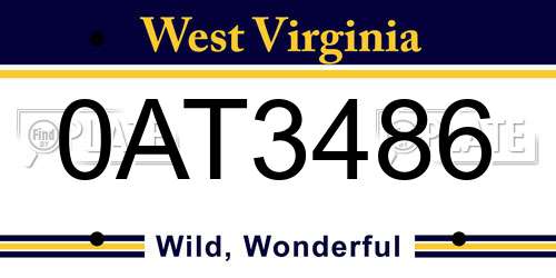 0AT3486 West Virginia License Plate