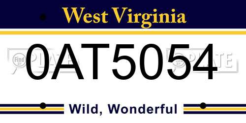 0AT5054 West Virginia License Plate