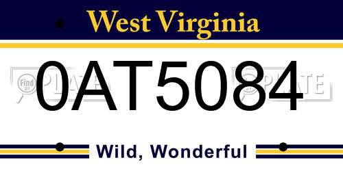 0AT5084 West Virginia License Plate