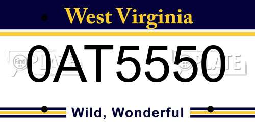0AT5550 West Virginia License Plate