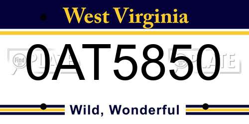 0AT5850 West Virginia License Plate