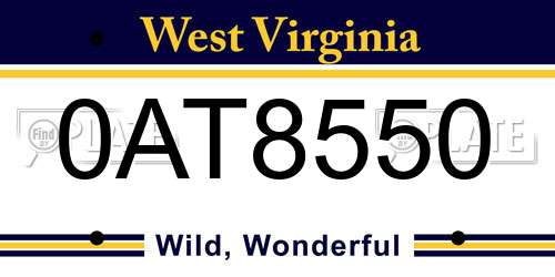 0AT8550 West Virginia License Plate