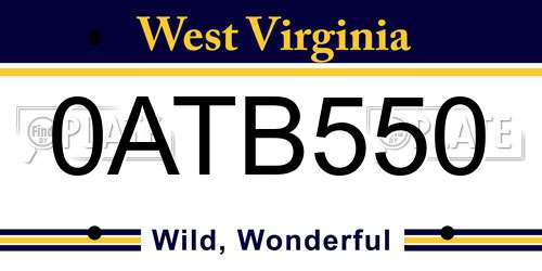 0ATB550 West Virginia License Plate