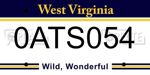 0ATS054 West Virginia License Plate