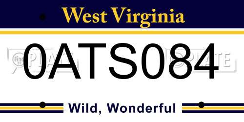0ATS084 West Virginia License Plate