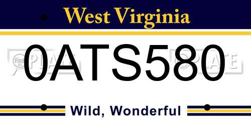 0ATS580 West Virginia License Plate