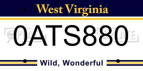 0ATS880 West Virginia License Plate