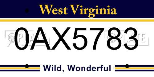 0AX5783 West Virginia License Plate