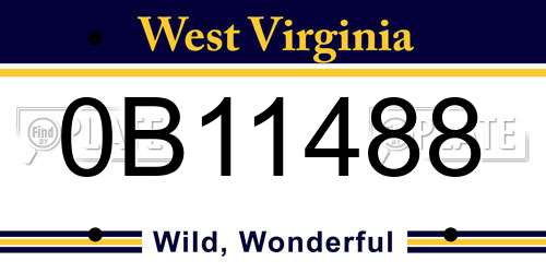 0B11488 West Virginia License Plate
