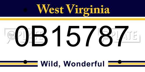 0B15787 West Virginia License Plate