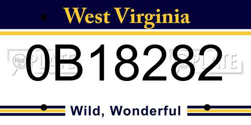 0B18282 West Virginia License Plate