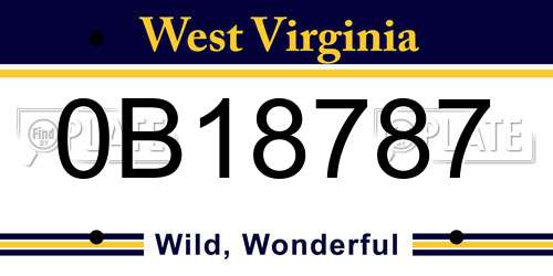 0B18787 West Virginia License Plate