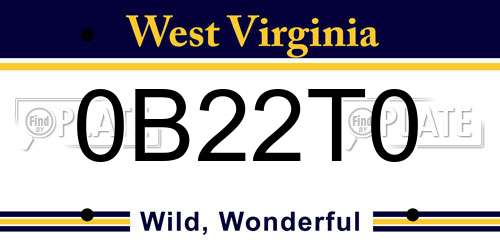0B22T0 West Virginia License Plate