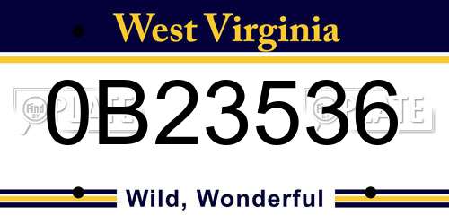 0B23536 West Virginia License Plate
