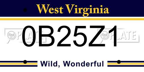 0B25Z1 West Virginia License Plate