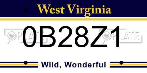 0B28Z1 West Virginia License Plate