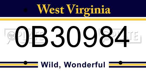0B30984 West Virginia License Plate