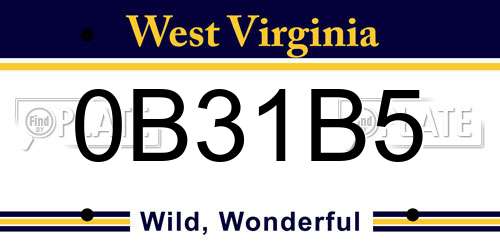 0B31B5 West Virginia License Plate
