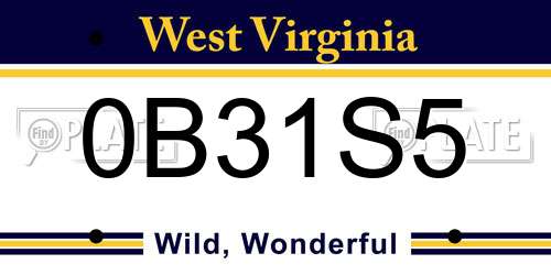 0B31S5 West Virginia License Plate