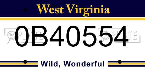 0B40554 West Virginia License Plate