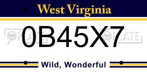0B45X7 West Virginia License Plate