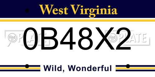 0B48X2 West Virginia License Plate