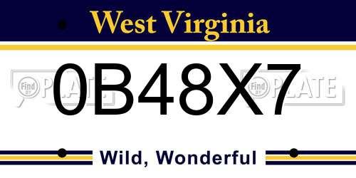 0B48X7 West Virginia License Plate