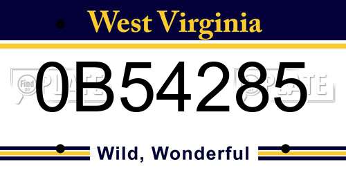 0B54285 West Virginia License Plate
