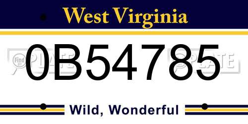 0B54785 West Virginia License Plate