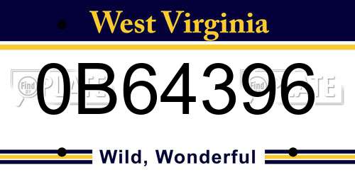 0B64396 West Virginia License Plate