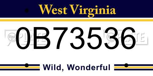 0B73536 West Virginia License Plate